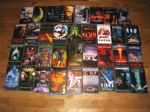 10 kg Sci-Fi på VHS - 35 st science fiction-filmer
